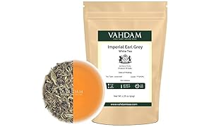 Feuilles de Thé Blanc Earl Grey (25 Tasses) de l'Himalaya, Thé Blanc en Feuilles mélangé avec Huile de Bergamote 100% Naturelle, Thé Blanc Earl Grey Frais, Thé Earl Grey en Feuilles 1,76oz/50g