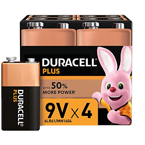 Duracell Plus 9V Block Alkaline Batterien 6LR61, 4er Pack