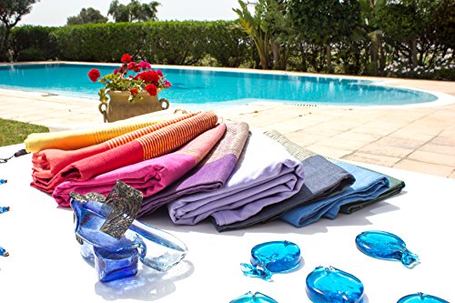 Fouta Lurex Hamam-Tuch Sauna-Tuch Pestemal Peshtemal XXL Extra Groß 197 x 100cm – 100% Baumwolle aus Tunesien als Strand-Tuch, für Bad, Picnic, Yoga, Schal (Orientalisches Türkisches Bade-Tuch) … (Jeans) - 4