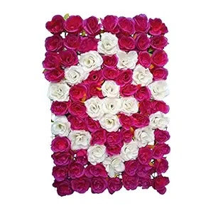 Caajib Decors Artificial Imported Premium Silk Pink and White Flower Wall Panel Rectangular Type Mat (60 