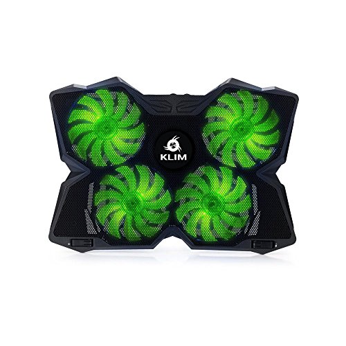 KLIM Wind Laptop-PC Kühler – Leistungsstark wie kein anderer – Schneller Kühlvorgang – 4 Lüfter Belüfteter Notebookständer Gamer Gaming Stützhalterung (Grün) - 2