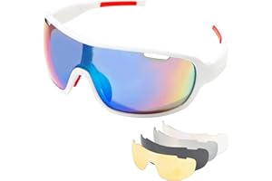 SAWUTPV Gafas de Ciclismo para Hombre y Mujer Polarizadas Gafas De Sol Protección UV400 Viento Arena Gafas Deportivas, 5 Lentes Intercambiables