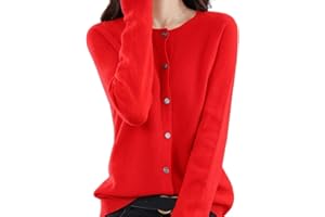 Newdvmmss Cardigan Donna Cashmere, Bottone sul Davanti, Maniche Lunghe, Maglia Morbida e Calda, Elastico, Collo Tondo, Bottoni, Maniche Lunghe, Lana Inclusa