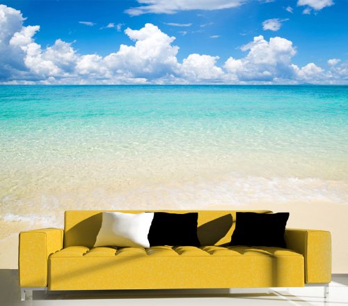 Vliestapete Sonne, Meer und Strand VT479 Größe:400x280cm, Fototapete, Vlies Tapete, High Quality, PREMIUM Bildtapete, Ufer Küste Ozean