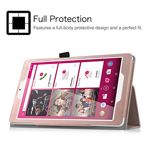 Telekom Tablet Puls Hülle – Fintie Premium Kunstleder Folio Schutzhülle Tasche Etui mit Standfunktion für Telekom Puls 8 Zoll Tablet, Roségold - 5
