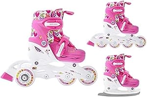 SMJ SPORT SMJ Hearts Set 3 en 1 Rollers / Patins à roulettes / patins à glace réglables | ABEC5 Rollers | Transformable en patins à glace
