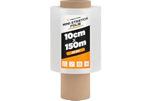 verpacking Mini-Stretchfolie 23 my stark 100 mm x 150 m reißfest, dehnbar & zuverlässig Handstretchfolie Stretchfolie Verpackungsfolie (6 Rollen)