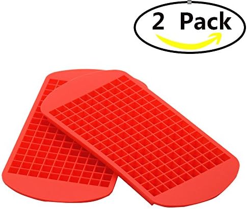 Ice Cube Tray, Zonyanl Soft Silicone Ice Moulds Makes for Whiskey Squares, Set of 2, 160 pieces (Red)