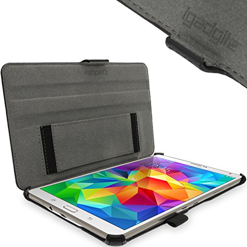 igadgitz Schwarz PU Ledertasche Hülle Cover für Samsung Galaxy Tab S 8.4″ SM-T700 mit Multi-Winkel Betrachtungs + Auto Sleep/Wake + Handschlaufe + Displayschutzfolie - 4