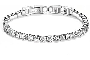JSNOM Bracciale Tennis Uomo Argento: Bracciali Acciao 3mm Nero Oro con 5A Cubic Zirconi, Regalo Braccialetto per Marito Fidanzato Uomo