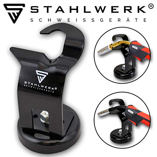 STAHLWERK MIG MAG Support de torche avec base magnétique, support de torche universel pour toutes les torches MIG telles que MB-15 AK, MB-25 AK, Noir