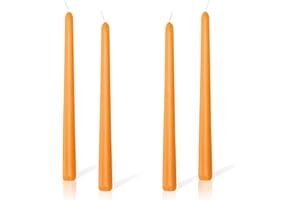 Alederways Dinner Candles, Orange Macarons Tapered Candles Non Drip Long Candles for Wedding Halloween Valentine's Day Christmas Birthday Party Decoration 4Pack (Orange Candles)
