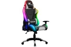 X-Rocker Agility Sport RGB High Back eSports Gaming Chair for Adults & Teens - App Controlled LED Lights, Head & Lumbar Cushion, Height Adjustable Recliner, Wipe-Clean Faux Leather - Black