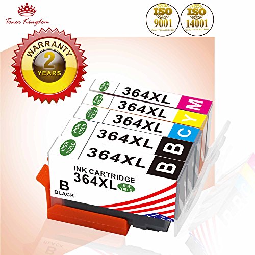Toner Kingdom 5 Pack  1 Set   1 x Negro  Compatible HP 364XL 364 Cartucho de tinta Compatible para HP Photosmart 5510 5511 5512 5514 5515 5520 5522 5524 6510 6520 6512 6515 7510 7520 7515 B8550 B8558 B110c B010a C5370 C5383 C5388 C6324 C6380 D5460 D7560 C310a C410a B209a B210a HP Deskjet 3070A Impresora