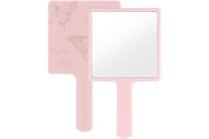 FooYee Handspegel, sminkspegel fyrkantig form, professionell handspegel med handtag, frisör rakspegel sminkspegel, fyrkantig fickspegel för handhållen, hem, resor