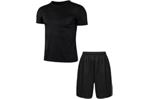 RUNQHUI Enfant Garçon Ensemble Sport T-shirt Séchage Rapide Manches Courtes et Short de Sport Survêtement Eté 5-16 Ans