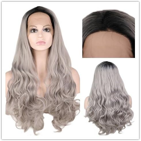 Wiged Black Silver Gray Gradient Hand Hook, Lace, Synthetic Lace Front Wigsstealth Performance Party Of Realistic And Natural Fashion