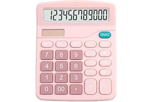 CHLOENCE calcolatrice da Tavolo per Scuola e Ufficio a 12 Cifre con Ampio Display Lcd e Pulsante Sensibile, Doppia Alimentazione Solare e Batteria, Adatto per Casa, Scuola, Ufficio (ROSA)