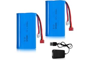 SGZIOO 2pcs 7.4 V 3000 mAh Li-ion Battery, Rechargeable RC Battery 7.4 V with XH-3P Plug and USB Charger, 18560 Li-ion Battery for RC Drone Vehicles Robot Boat Airplane Monster Truck Quadcopter