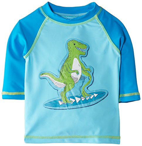 Pumpkin Patch Baby Boys 0-24M Babies Dino Surf Rash Trunks, Blue Fish, 12-18 Months