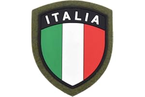 LA PATCHERIA Patch Scudetto Italia 6x7cm - Patch 100% Gomma con Velcro®originale Velcro® Brand Hook Cucito sul Retro, per Decorare Giacche, Zaini, Uniformi