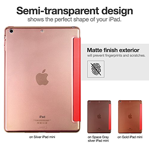 iPad Mini Hülle, ESR® Yippee Series Auto Aufwachen / Schlaf Funktion PU Ledertasche mit Durchschaubar Rückseite Abdeckung Schutzhülle für iPad mini 3/2/1 (Leidenschaftliches Rot) - 3