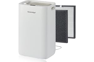 Greenmigo Déshumidificateur avec Ioniseur 20L/Jour pour pièce jusqu'à 65m²,Filtre HEPA,Sèchage du Linge,Minuterie,Réservoir de 4.5L,Purificateur d'air Silencieux pour Maison,Cuisine,Bureau(ALPHA-Q20)