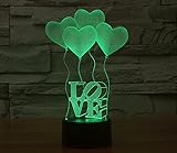 Olayer kreative 3D-LED-Lampe Illusion Nachtlicht 3D-Schriftzug Love und Herzen, Acryl, mit Farbwechsel - 4