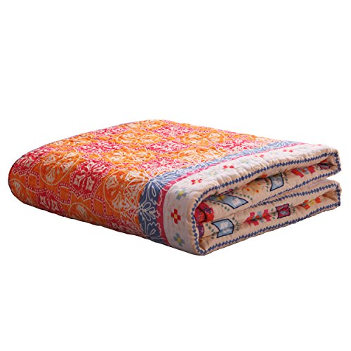Exclusivo Mezcla Reversible 125 x 150 cm Baumwolle Modischer Bohemian-Stil Steppdecke Kuscheldecke Sofaüberwurf Tagesdecke Wohndecke Sofa Bett Decke (Typ 3) - 7