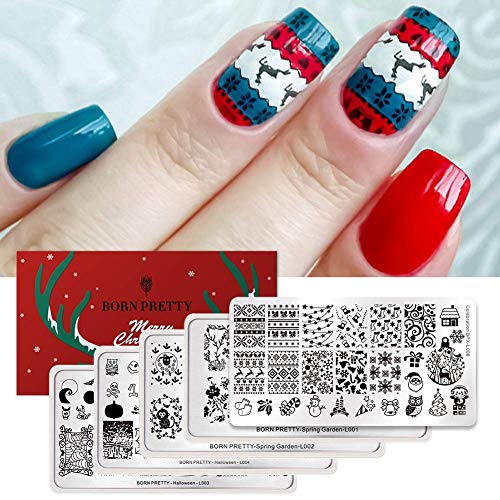 BORN PRETTY Sello de uñas de arte plantillas de Halloween y de...