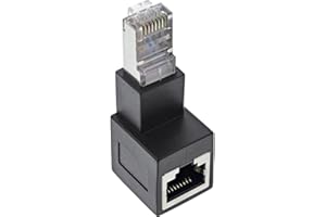 InLine - Adaptador RJ45 (Cat. 6A, Conector RJ45 Macho/Hembra, acodado 90° hacia Abajo)