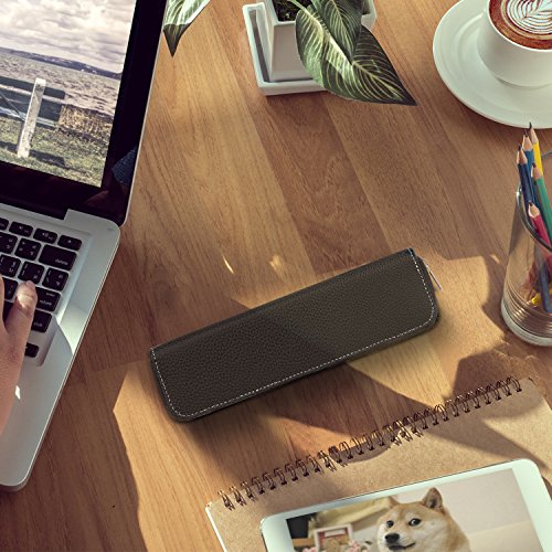 MoKo Hülle für Apple Pencil – Premium PU Leder Tasche Stiftschlaufe Stift Schleife Sleeve Cover Schreibzeug Schreibgerät Beutel mit eingabauter Tasche und Halter für Apple iPad Pro Pencil / Pen, Schwarz - 5