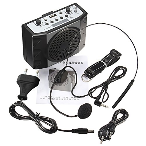 Preisvergleich Produktbild Sprachverstärker Stimmeverstärker Gürtelverstärker, ELEGIANT Tragbare Mini Sprachverstärker Voice Booster PA Verstärker Lautsprecher FM MP3 USB2.0 FM Radio Loudspeakers Dedicated High-Power Amplifier Waist Hanging Microphone Für Lehrer Trainer Führer Reiseführer Präsentationen Vorträge Kostüme usw