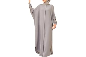 RISAHO Damen Muslimisches Kleid Islamische Gebetskleidung Muslimkleid Robe Langarm Einfarbig Gebet Abaya Kleid Islamischer Naher Osten Dubai Türkei Arabische Muslim Kaftan Kleid Für Ramadan