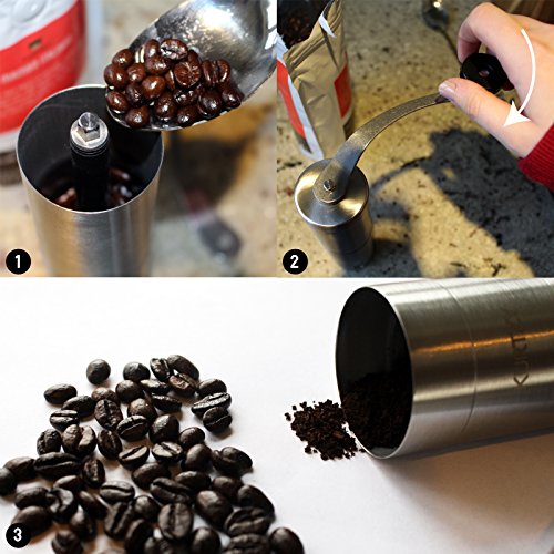 KurtzyTM Manuelle Bohnen Mahlmühle aus Keramik Mahlen für Kräuter, Gewürze, Kaffee, Salz und Pfeffer - 4