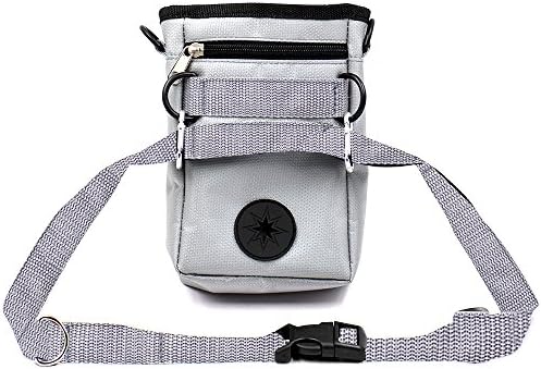 Hubulk Dog Treat Training Pouch , With Adjustable Shoulder Strap And Zippered Pockets (Grey）