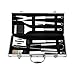 Produktbild ESEYE 6tlg Edelstahl Grillbesteck Set im Aluminium Koffer, Hochwertig Edelstahl Grill Werkzeuge Zubehör Grillset mit Grillzange Wender Drahtbürste Messer Grillgabel Backpinsel, Barbeque/BBQ Besteck