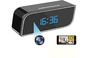 LAING-H WiFi 4K ukryta kamera szpiegowska - HD 1080P Mini DV budzik, bezprzewodowy rejestrator wideo, 140 szerokokątny, noktowizor, czujnik wykrywania ruchu, dom, biuro, (lingxingnaozhong)