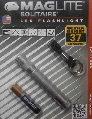Mag-Lite LED Solitaire bis zu 37 Lumen, 8 cm Mini Taschenlampe, inkl. 1 Micro-Batterie und Schlüsselanhängerschlaufe, silber, SJ3A106 - 5