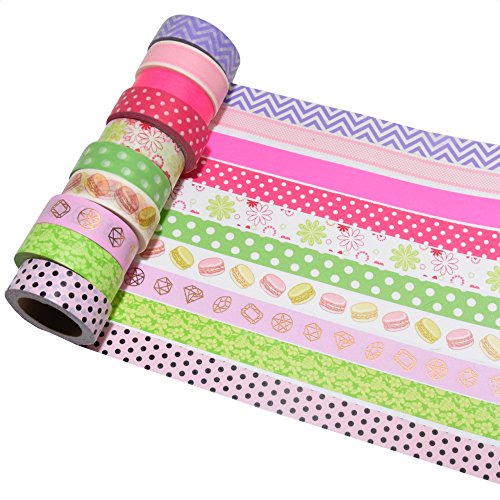K-LIMIT 10er Set Washi Tape Dekoband Masking Tape Klebeband Washitape Scrapbooking DIY 9869
