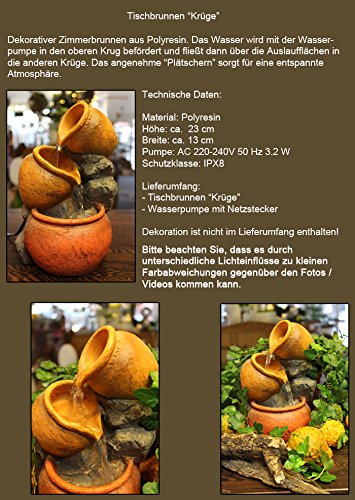 Tischbrunnen „Krüge“ Springbrunnen Zimmerbrunnen Zierbrunnen Kaskade Dekoration - 5