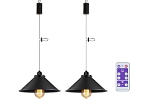 ‎ECOGEHEN EcoGehen 2x Retro Hängeleuchte mit Batterie Fernbedienung Schwarz Regenschirm Batteriebetriebene Deckenlampe ohne Strom Dekorative Lampenschirm für Schlafzimmer Wohnzimmer Weihnachten Deko