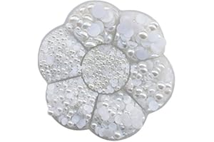 Chenkou Craft - perline sfuse, a mezza sfera, retro piatto, flower white