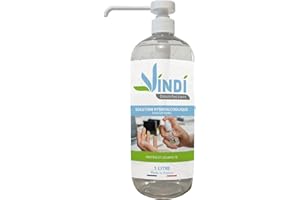 Vindi Désinfectant solution hydroalcoolique - Flacon pompe de 1L - Fabrication Française - 76% d'alcool - Désinfection des mains et des surfaces - Virucide