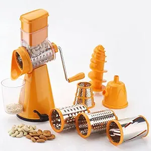 Olypex 6 in 1 Drum Grater Shredder Slicer for Vegetable, Fruits, Chocolate, Dry Fruits, Salad Maker with 4 Different Attractive Drums