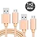 Produktbild wortek Micro USB Kabel Set Nylon geflochtenes Ladekabel [3A] Schnellladekabel für Android Smartphone, Samsung Galaxy, LG, Huawei, Sony, HTC, Nexus, Kindle Kabelset | 1m+2m Gold