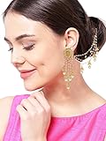 The Luxor Gold Plated American Diamond Long Chain Jhumki Earrings for Women (ER-1735)
