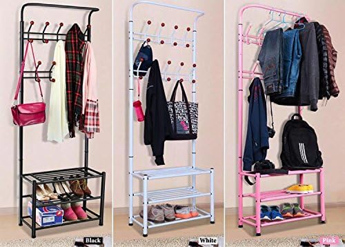 Checknow Modern 18 Hook Hat &amp; Coat Stand Clothes Coat Scarf Organiser Storage Rack With Two Storage Shelves Hall Stand