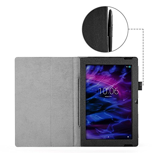 EasyAcc Schutzhülle tasche für Medion Lifetab S10366 / S10365 / S10333 / S10334 / S10345 / S10346 / P10341 / MD 99891 Flip Case Book Cover Hüllen Ledertasche lederhülle mit Standfunktion / Auto Sleep – PU Leder, Schwarz, Slim - 2