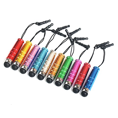Cdet 10 Pcs Kapazitive Feder Mit Staubstecker Regenbogenfarbe Kugelform Universal Kapazitive Styli/Stylus Stift Für Touchscreen Telefon Handy Stift